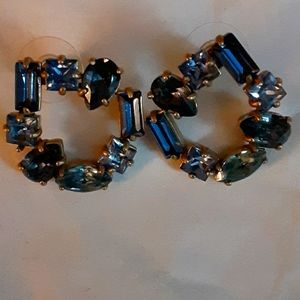 🆕 J. CREW Crystal Open Circle Navy Earrings